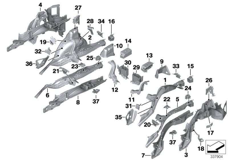 Picture board REAR WHEELHOUSE/FLOOR PARTS for the BMW 3 Series models  Original BMW spare parts from the electronic parts catalog (ETK) for BMW motor vehicles (car)   Bracket DWA, Braket fuel pump, Holder, B+ distributor, Holder, brake hose, right, Holder