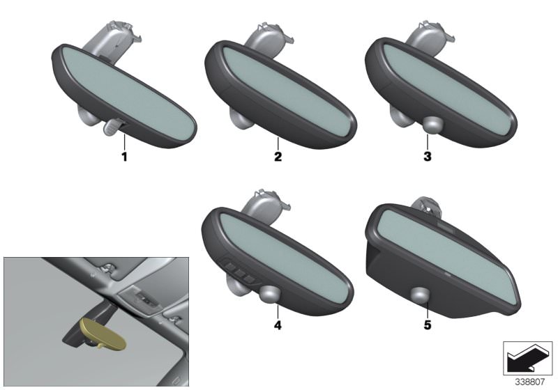 Picture board Interior mirror for the BMW i Series models  Original BMW spare parts from the electronic parts catalog (ETK) for BMW motor vehicles (car)   Interior mirror EC, Interior mirror EC / ITS / LED, Interior mirror EC / LED, Interior-mirror, manua