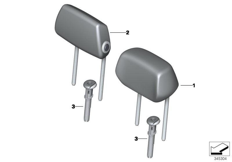 Illustration du Appuie-tête siège arrière pour les BMW 2 Série Modèles  Pièces de rechange d'origine BMW du catalogue de pièces électroniques (ETK) pour véhicules automobiles BMW (voiture)   Head restraint Alcantara rear, Head restraint guide rear, Headre