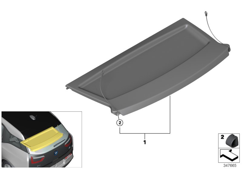 Bildtafel Ablegeboden für die BMW i Modelle  Original BMW Ersatzteile aus dem elektronischen Teilekatalog (ETK) für BMW Kraftfahrzeuge( Auto)    Ablegeboden, Gummipuffer