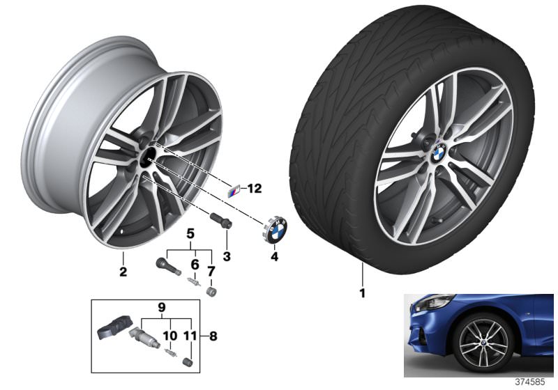 BMW BMW LA wheel, M double spoke 486M - 18´´ 220i F46 | HUBAUER-Shop.de