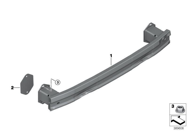 Picture board Carrier, rear for the BMW 2 Series models  Original BMW spare parts from the electronic parts catalog (ETK) for BMW motor vehicles (car)   Carrier, bumper rear, Hex nut, Washer-gasket