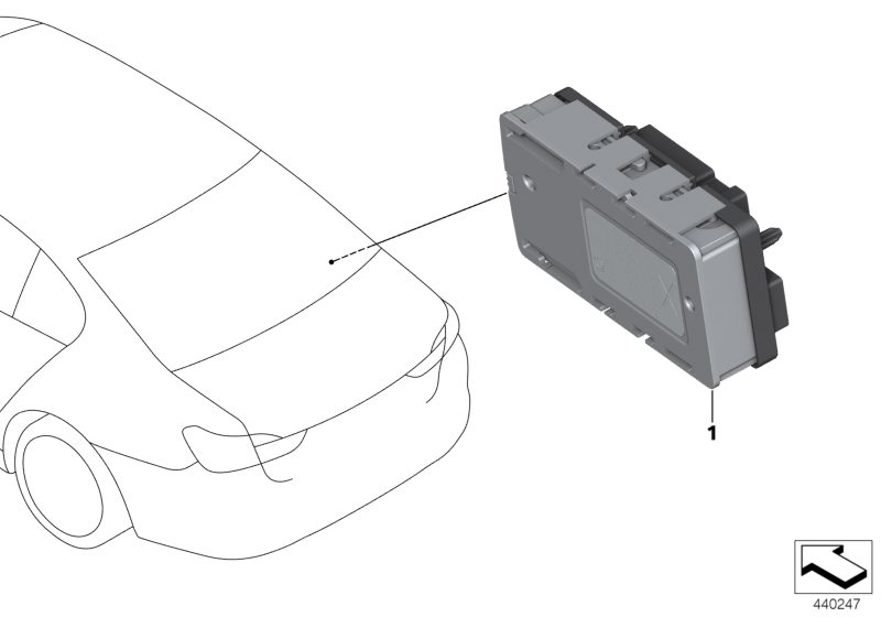 Illustration du répartiteur de courant module LIN pour les BMW 6 Série Modèles  Pièces de rechange d'origine BMW du catalogue de pièces électroniques (ETK) pour véhicules automobiles BMW (voiture)   Power distribution box, LIN module