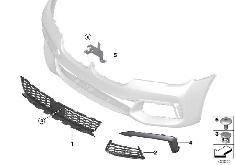 Picture board M trim panel, trim elements, front for the BMW 7 Series models  Original BMW spare parts from the electronic parts catalog (ETK) for BMW motor vehicles (car)   BRACKET F.SENSOR, Cap, Covering right, Grille, air inlet, middle, Grille, air inl