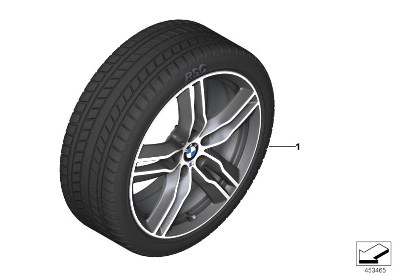 Picture board Wint.wheel w.tyre M dble sp. 570M - 18´´ for the BMW X Series models  Original BMW spare parts from the electronic parts catalog (ETK) for BMW motor vehicles (car) 
