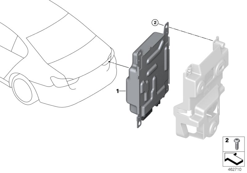 Illustration du Module de charge batterie / BCU150 pour les BMW 6 Série Modèles  Pièces de rechange d'origine BMW du catalogue de pièces électroniques (ETK) pour véhicules automobiles BMW (voiture)   Battery charging module, Screw