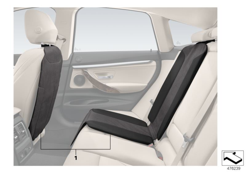 Picture board Backrest cover and child seat underlay for the BMW X Series models  Original BMW spare parts from the electronic parts catalog (ETK) for BMW motor vehicles (car) 