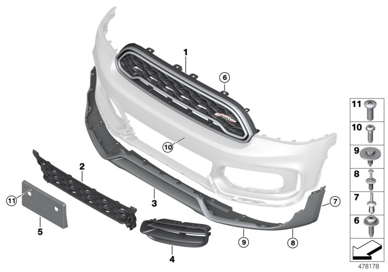 Trim panel for trim elements front JCW