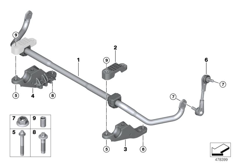 Bildtafel Stabilisator vorn Allrad für die BMW 7er Modelle  Original BMW Ersatzteile aus dem elektronischen Teilekatalog (ETK) für BMW Kraftfahrzeuge( Auto)    Haltebügel Stabilisator, Haltebügel Stabilisator rechts, Halter Stabilisator Oberteil, Heli-Coi