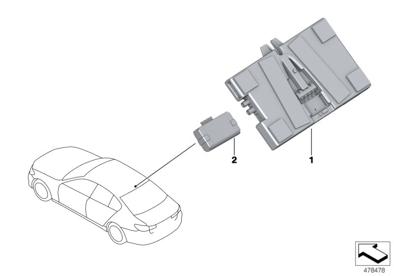 Bildtafel Telematiksteuergerät für die BMW 5er Modelle  Original BMW Ersatzteile aus dem elektronischen Teilekatalog (ETK) für BMW Kraftfahrzeuge( Auto)    Akku, Telematiksteuergerät