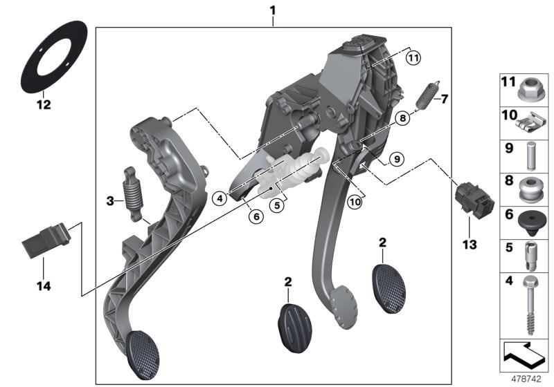 Mecanismo de pedales cambio manual