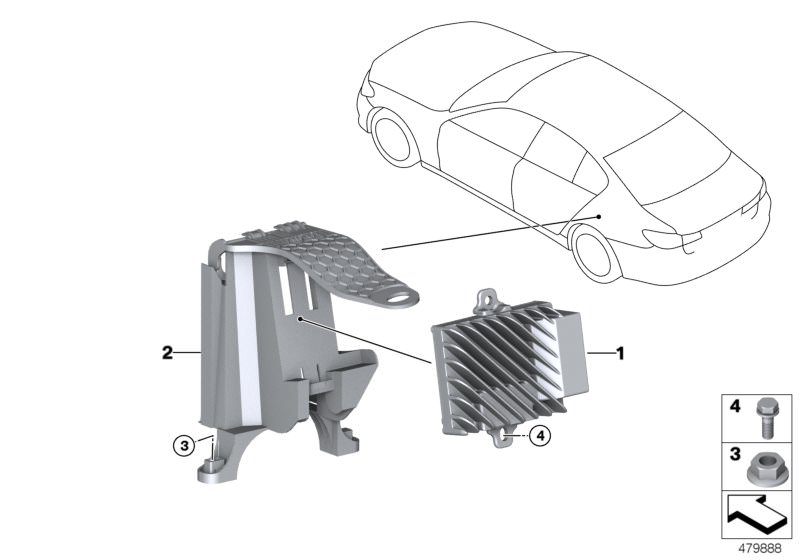 Bildtafel Active Sound Design für die BMW 6er Modelle  Original BMW Ersatzteile aus dem elektronischen Teilekatalog (ETK) für BMW Kraftfahrzeuge( Auto)    Halter ASD, Sechskantmutter, Sechskantschraube, Steuergerät Active Sound Design
