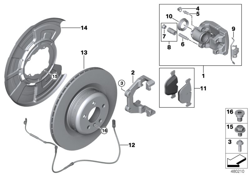 Bildtafel M Performance Hinterradbremse - Ersatz für die BMW X Modelle  Original BMW Ersatzteile aus dem elektronischen Teilekatalog (ETK) für BMW Kraftfahrzeuge( Auto)  