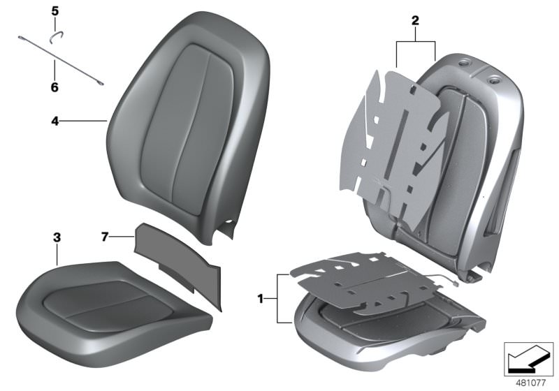Picture board Seat, front, cushion, & cover,basic seat for the BMW 2 Series models  Original BMW spare parts from the electronic parts catalog (ETK) for BMW motor vehicles (car)   Clamp, Cover Isofix leatherette, Cover, basic backrest,imit. leather,left, 