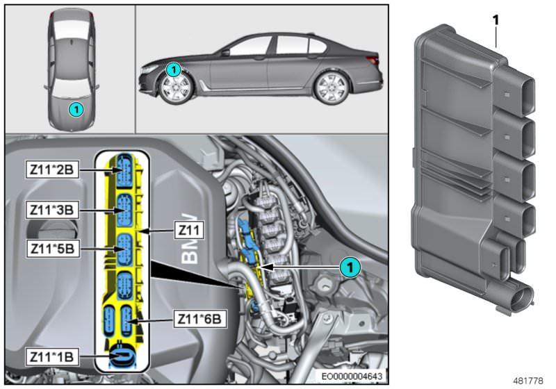 Bildtafel Integriertes Versorgungsmodul Z11 für die BMW 5er Modelle  Original BMW Ersatzteile aus dem elektronischen Teilekatalog (ETK) für BMW Kraftfahrzeuge( Auto)    Integriertes Versorgungsmodul