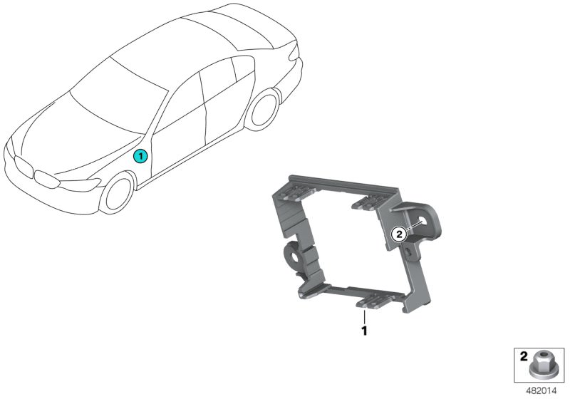 Illustration du Fixation Switchbox Ethernet pour les BMW 6 Série Modèles  Pièces de rechange d'origine BMW du catalogue de pièces électroniques (ETK) pour véhicules automobiles BMW (voiture)   Holder Ethernet switchbox, Plastic nut