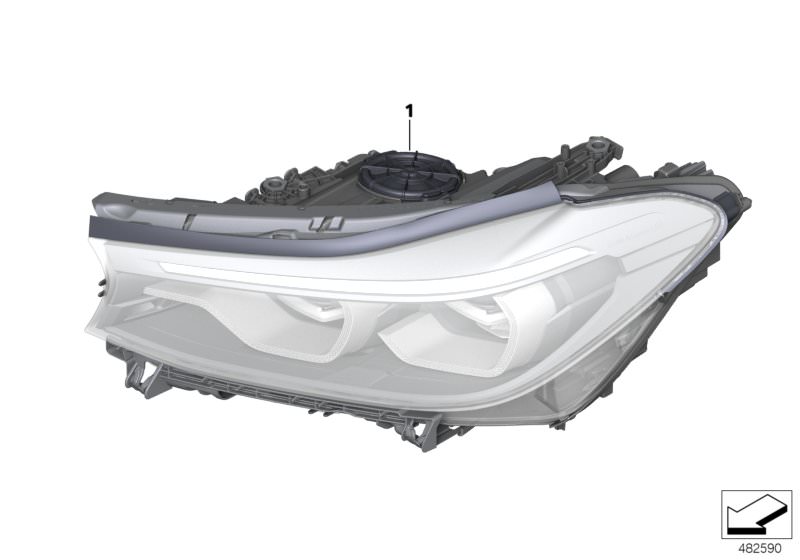 Picture board Headlight for the BMW 6 Series models  Original BMW spare parts from the electronic parts catalog (ETK) for BMW motor vehicles (car)   Headlight LED AHL high left