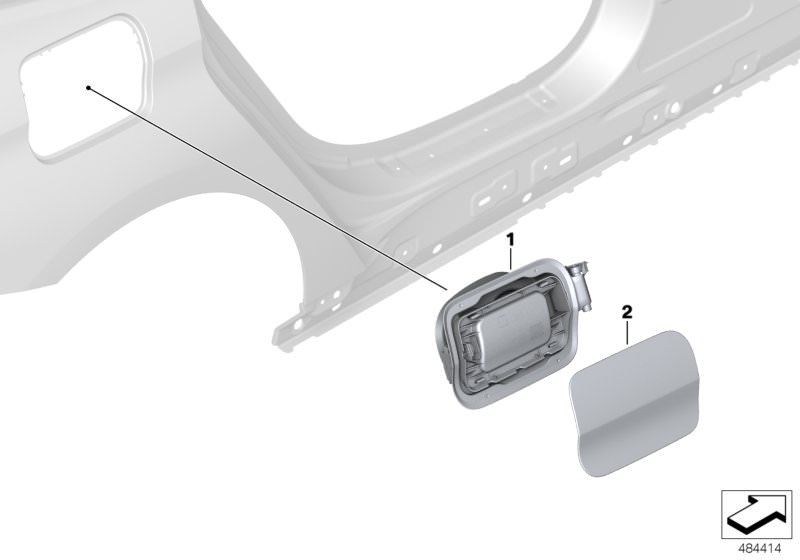 Illustration du FILL-IN FLAP pour les BMW 6 Série Modèles  Pièces de rechange d'origine BMW du catalogue de pièces électroniques (ETK) pour véhicules automobiles BMW (voiture)   Cover pot, Fill-in flap