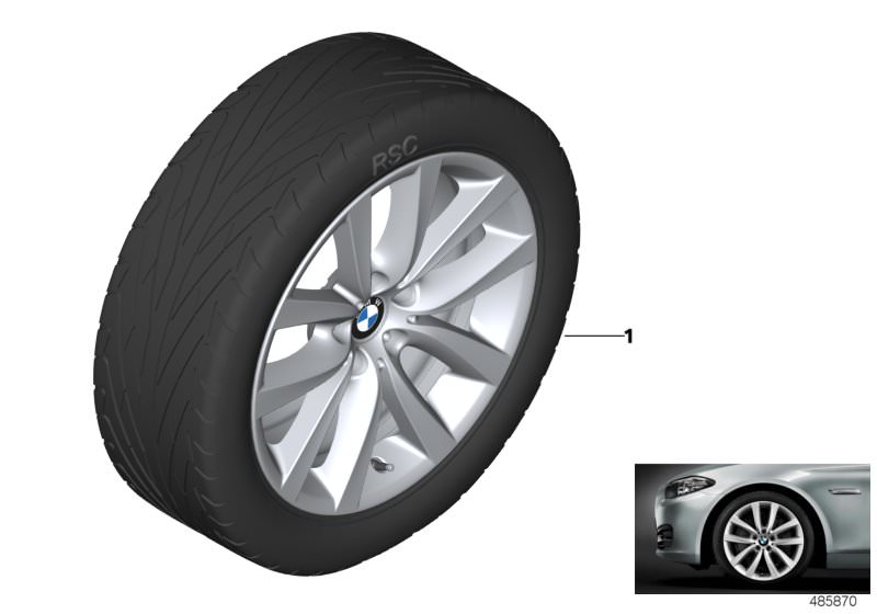 Picture board BMW LA wheel, V spoke 331 - 19´´ for the BMW 5 Series models  Original BMW spare parts from the electronic parts catalog (ETK) for BMW motor vehicles (car) 