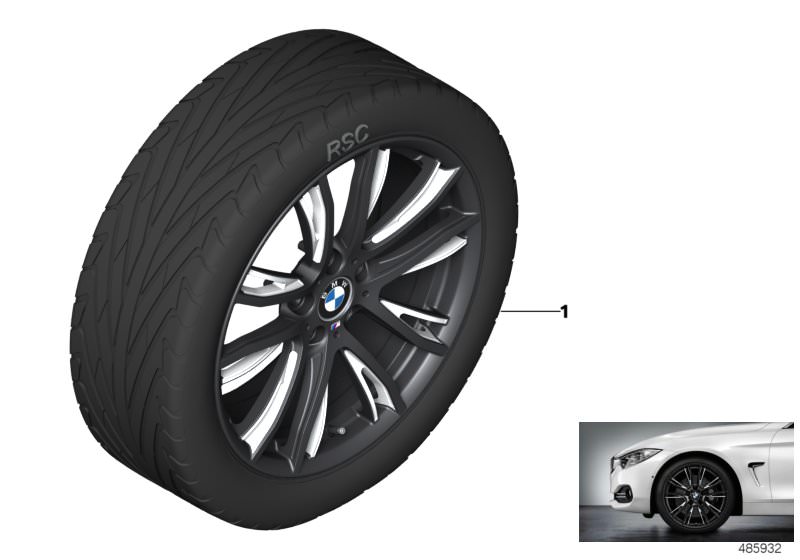 Picture board BMW LA wheel M Perf. double spoke 624M for the BMW 2 Series models  Original BMW spare parts from the electronic parts catalog (ETK) for BMW motor vehicles (car) 