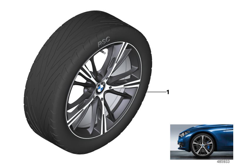 Picture board BMW LA wheel star spoke 660 - 19´´ for the BMW 2 Series models  Original BMW spare parts from the electronic parts catalog (ETK) for BMW motor vehicles (car) 