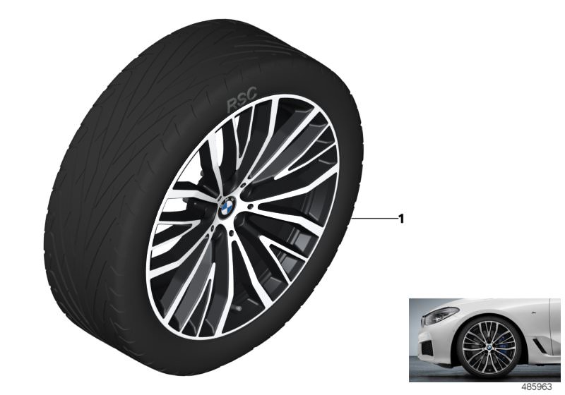 Picture board BMW LA wheel V-spoke 687 - 21´´ for the BMW 7 Series models  Original BMW spare parts from the electronic parts catalog (ETK) for BMW motor vehicles (car) 