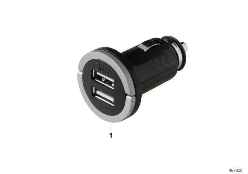Picture board USB separate components for the BMW X Series models  Original BMW spare parts from the electronic parts catalog (ETK) for BMW motor vehicles (car)   Dual USB charger for type A