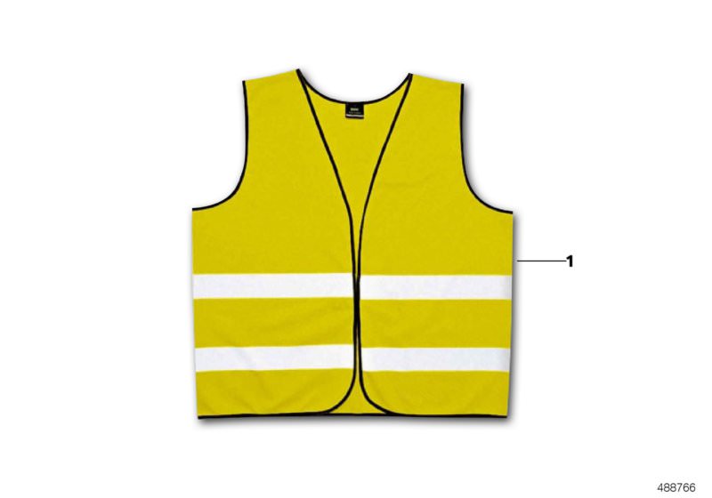 Picture board Warning vest for the BMW 5 Series models  Original BMW spare parts from the electronic parts catalog (ETK) for BMW motor vehicles (car)   Warning vest
