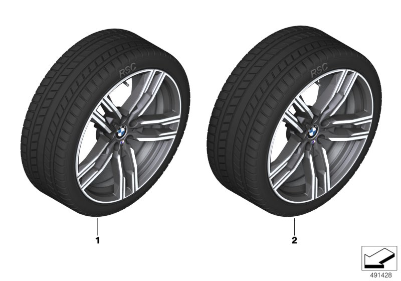 Illustration du Wint.wheel w.tyre M dble sp. 727M - 19´´ pour les BMW 8ˋ series  Pièces de rechange d'origine BMW du catalogue de pièces électroniques (ETK) pour véhicules automobiles BMW (voiture) 