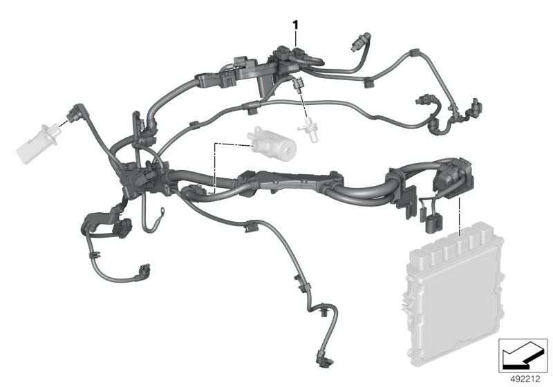 Illustration du Faisceau capteurs moteur, module 2 pour les BMW Z Série Modèles  Pièces de rechange d'origine BMW du catalogue de pièces électroniques (ETK) pour véhicules automobiles BMW (voiture)   Wrng.harness,motor,sensorsystem,module 2