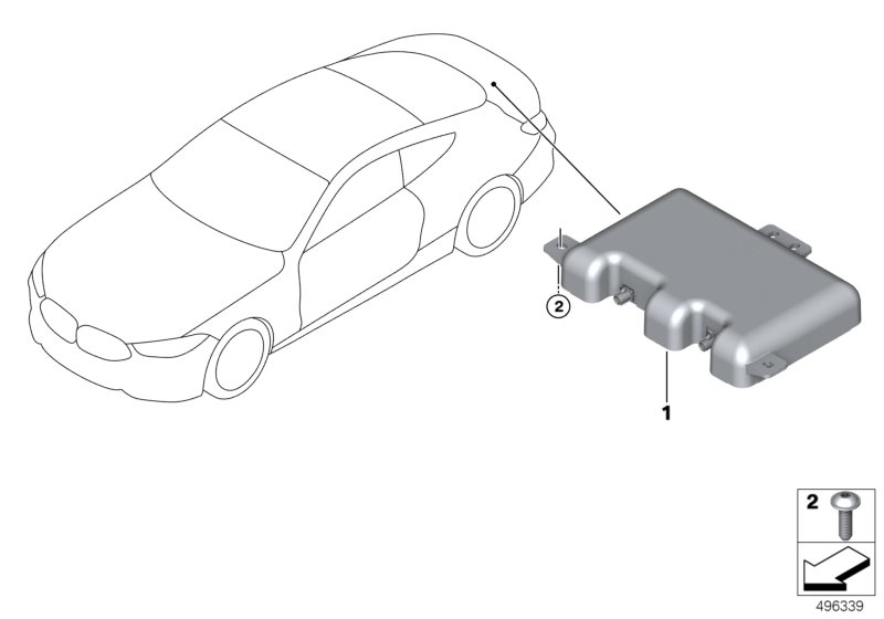 Picture board Single parts, antenna for the BMW 8ˋ series  Original BMW spare parts from the electronic parts catalog (ETK) for BMW motor vehicles (car)   Multiband telephone aerial, Torx bolt for plastic material