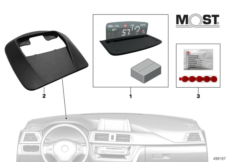 Picture board BMW Head-Up Screen f.built-in navigation for the BMW X Series models  Original BMW spare parts from the electronic parts catalog (ETK) for BMW motor vehicles (car) 