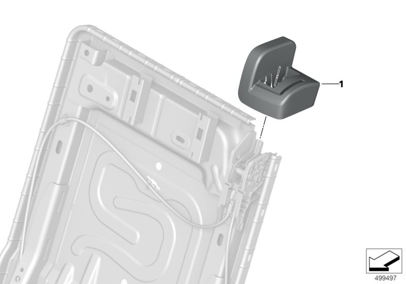 Bildtafel Individual Sitzblenden hinten 3. Reihe für die BMW X Modelle  Original BMW Ersatzteile aus dem elektronischen Teilekatalog (ETK) für BMW Kraftfahrzeuge( Auto)    Blende Entriegelung links