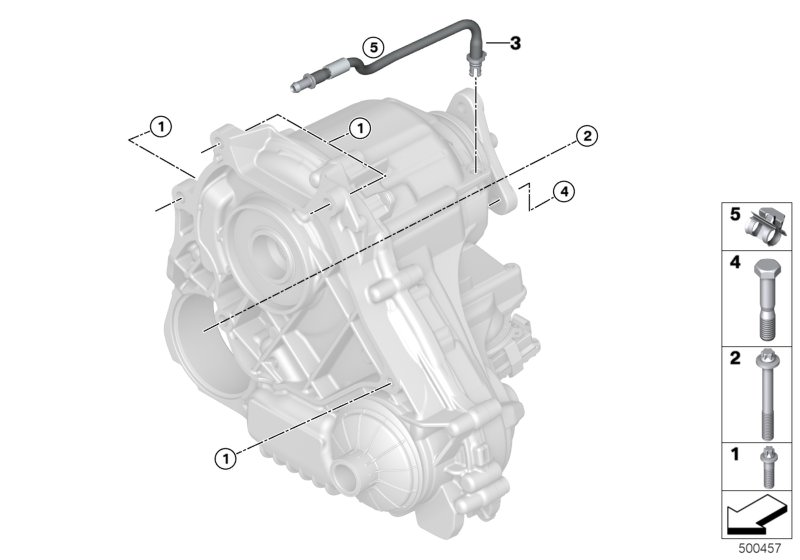 Picture board Gearbox mounting / ventilation for the BMW X Series models  Original BMW spare parts from the electronic parts catalog (ETK) for BMW motor vehicles (car)   ASA-Bolt, Fixing clamp, Hex Bolt, Hexalobular socket screw, Vent pipe