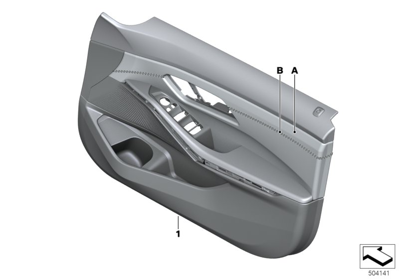 Picture board Indiv.door trim panel, front leather for the BMW 3 Series models  Original BMW spare parts from the electronic parts catalog (ETK) for BMW motor vehicles (car)   Door trim panel, leather, front right