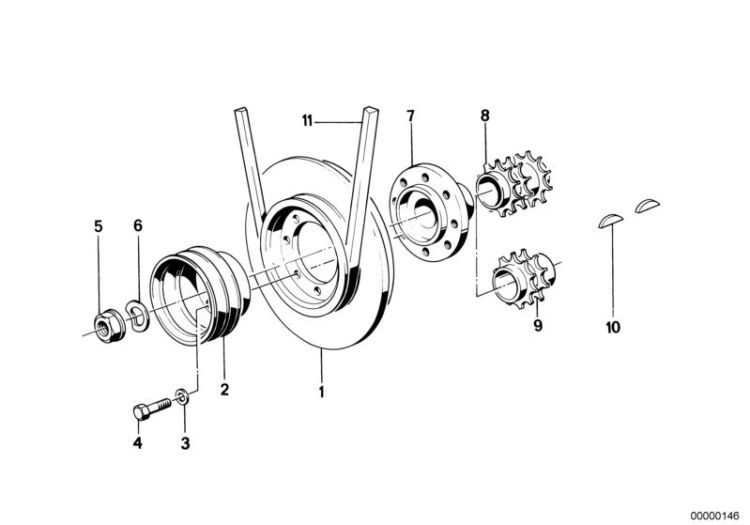 11231705215 Vibration damper Engine Crankshaft drive BMW 5er E34 E28 E24 E23 >146<, Ammortizzatore