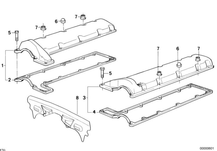 11121747261 ROCKER BOX COVER LEFT Engine Cylinder head BMW Z3 Roadster Z3 E38 E31 >601<, Tapa de culasse izquierda