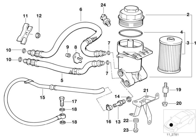 11421742924 PRESSURE HOSE ASSY OUTLET Engine Lubrication system BMW 6er E24 E39 >1020<, Tubo di compressione scarcio