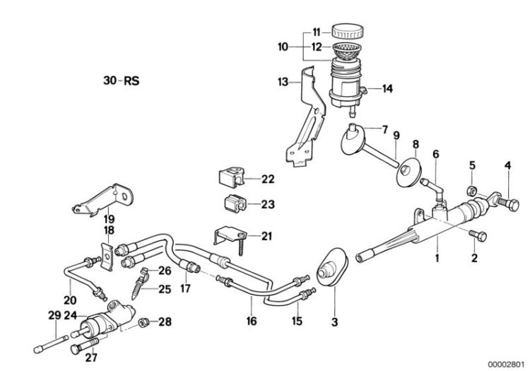 21521155425 Input cylinder clutch Clutch Clutch control BMW Z3 Roadster Z3 E34 E32 E31 Z1 >2801<, Cilindro premente frizione