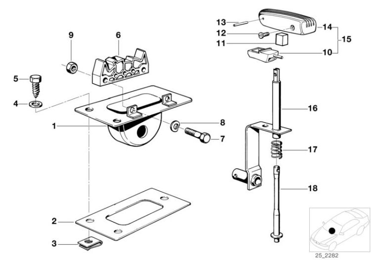 Schalthebel-Oberteil, Nummer 16 in der Abbildung