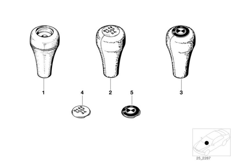 Schaltknopf Leder ohne Emblem, Nummer 03 in der Abbildung