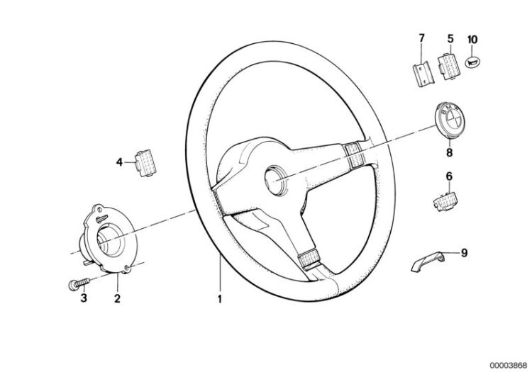 32331155953 Horn pad left Steering Steering wheel BMW 5er E39 E30 E28 E34 E24 E32 >3868<, Tasto avvisatore sinistra