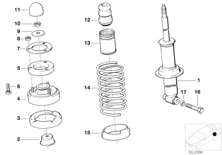 Coil spring, Number 14 in the illustration