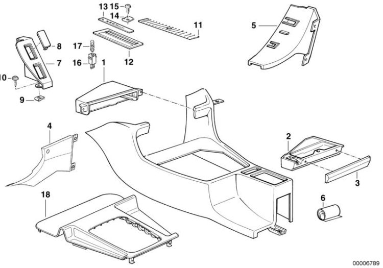 51168145555 Preselect lever cover with lighting Vehicle trim Centre armrest  oddments trays BMW 5er E39  >6789<, Lamierino leva preselez.con illuminaz.