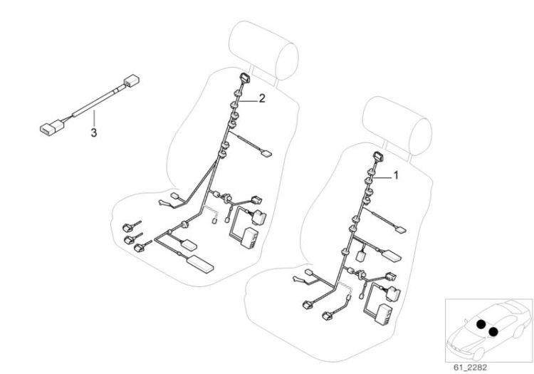 61128038301 Wiring set seat driver´s side Vehicle electrical system Supplementary cable sets BMW 5er E61  >7961<, Corredo di cavo sedile lato del guida