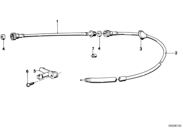 Speedo cable lower part, Number 02 in the illustration