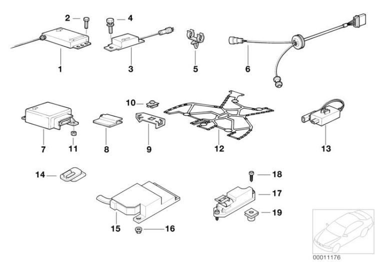 Sensor de impacto airbag lateral, Número 17 en la ilustración