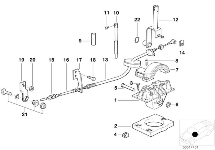 Selector lever, Number 19 in the illustration