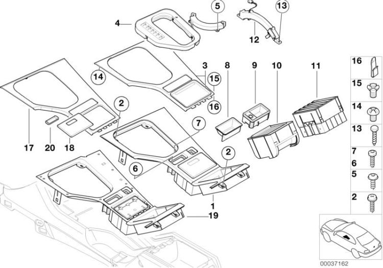 51168184522 Cover gear selecting lever Vehicle trim Centre armrest  oddments trays BMW 6er E24 E39 >37162<, Mascherina, leva di preselezione