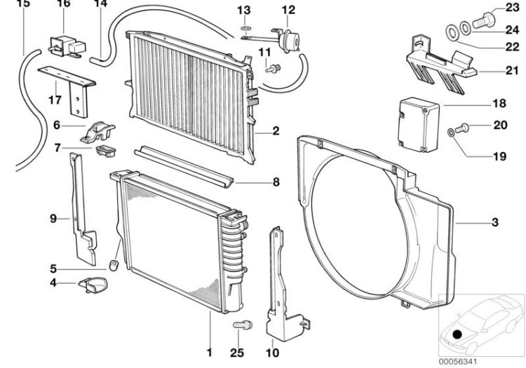 17112244543 RADIATOR WITH TRANSMISSION OIL COOLER Radiator Radiator BMW 5er E39 17112243450 E34 >56341<, Radiatore ad acqua con raff.elio cambio